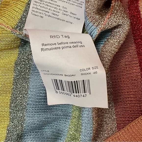 MISSONI 70s Lightweight Rib Knit Colorblock Metallic Stripe Sleeveless Sweater M - Picture 9 of 12